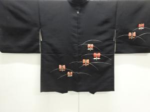 遠州椿模様刺繍一つ紋絵羽織